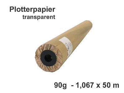 Plotterpapier transparent 90g/qm Rolle 1,067 x 50 m