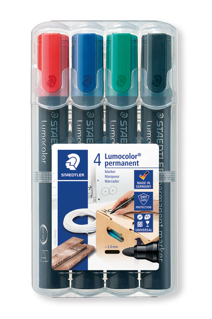 STAEDTLER Marker Lumocolor permanent 4er Set - Rundspitze